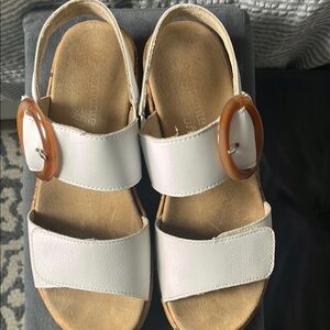 White Remonte Sandals with Brown Buckles